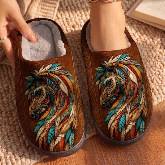 Horse Lover Fleece Lined Slippers Majestic Wild Spirit