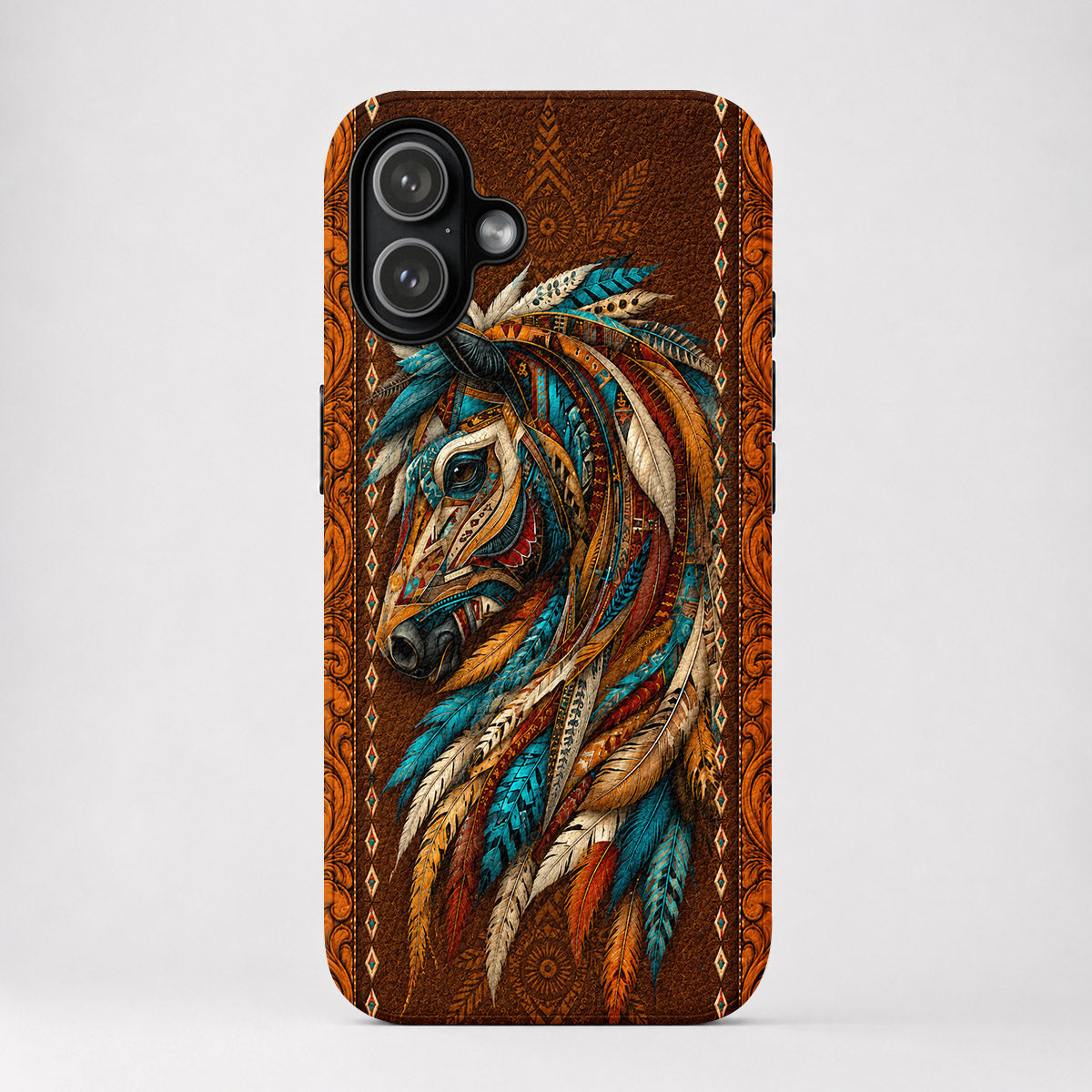 Horse Lover Leather Phone Case Majestic Wild Spirit - Coffee