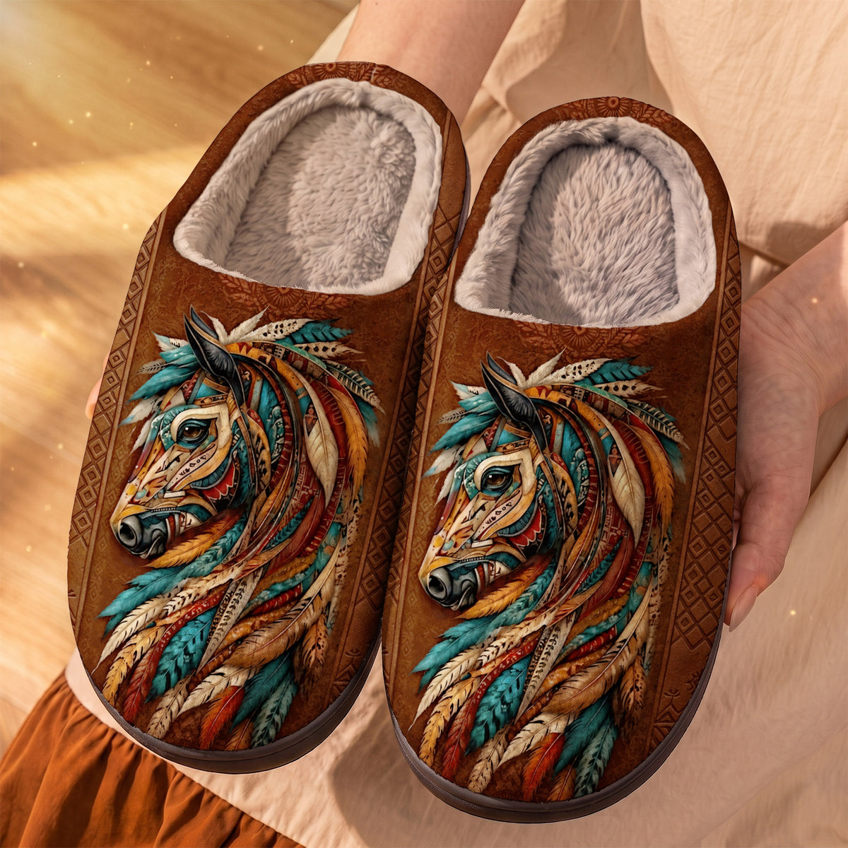 Horse Lover Fleece Lined Slippers Majestic Wild Spirit