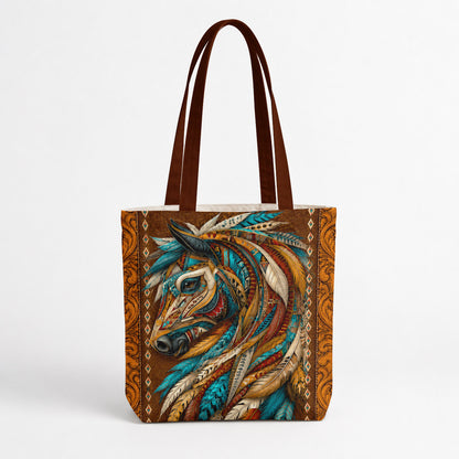 Horse Lover Canvas Tote Bag Majestic Wild Spirit