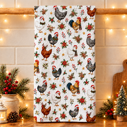 Chicken Lover Kitchen Towel Merry Chickmas