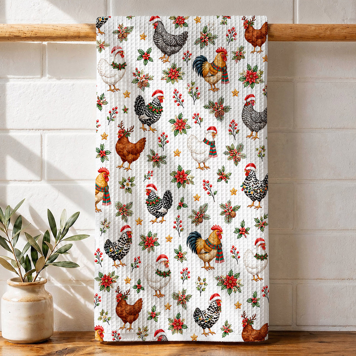Chicken Lover Kitchen Towel Merry Chickmas