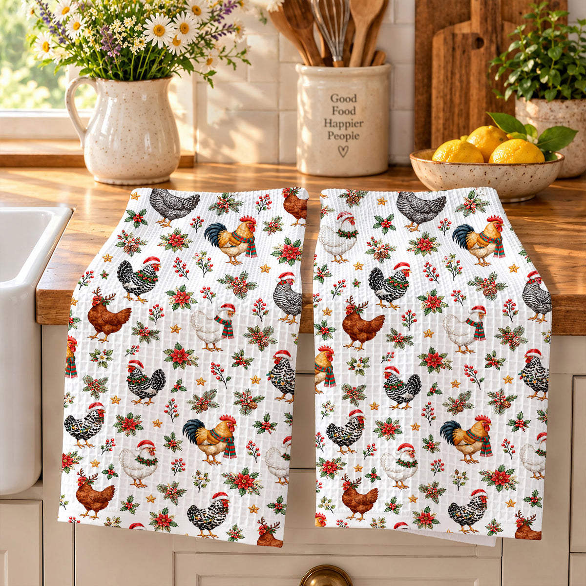 Chicken Lover Kitchen Towel Merry Chickmas