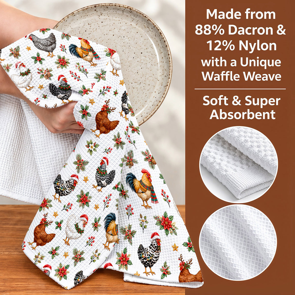 Chicken Lover Kitchen Towel Merry Chickmas