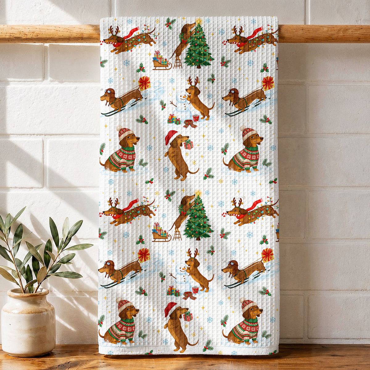 Dachshund Lover Kitchen Towel Merry Little Doxies