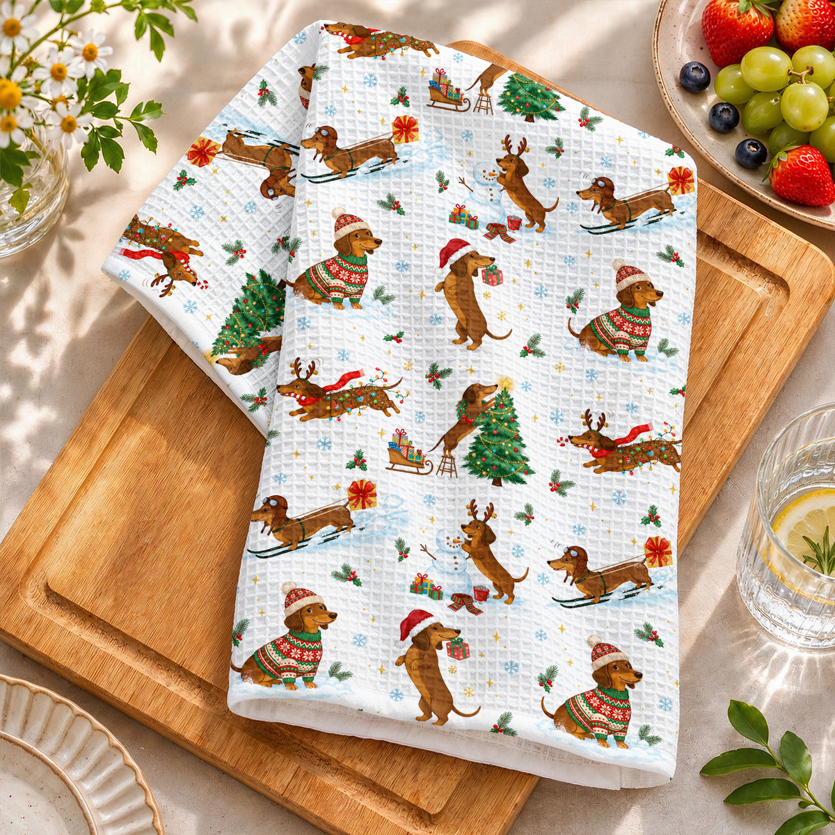Dachshund Lover Kitchen Towel Merry Little Doxies