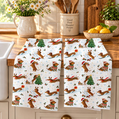 Dachshund Lover Kitchen Towel Merry Little Doxies