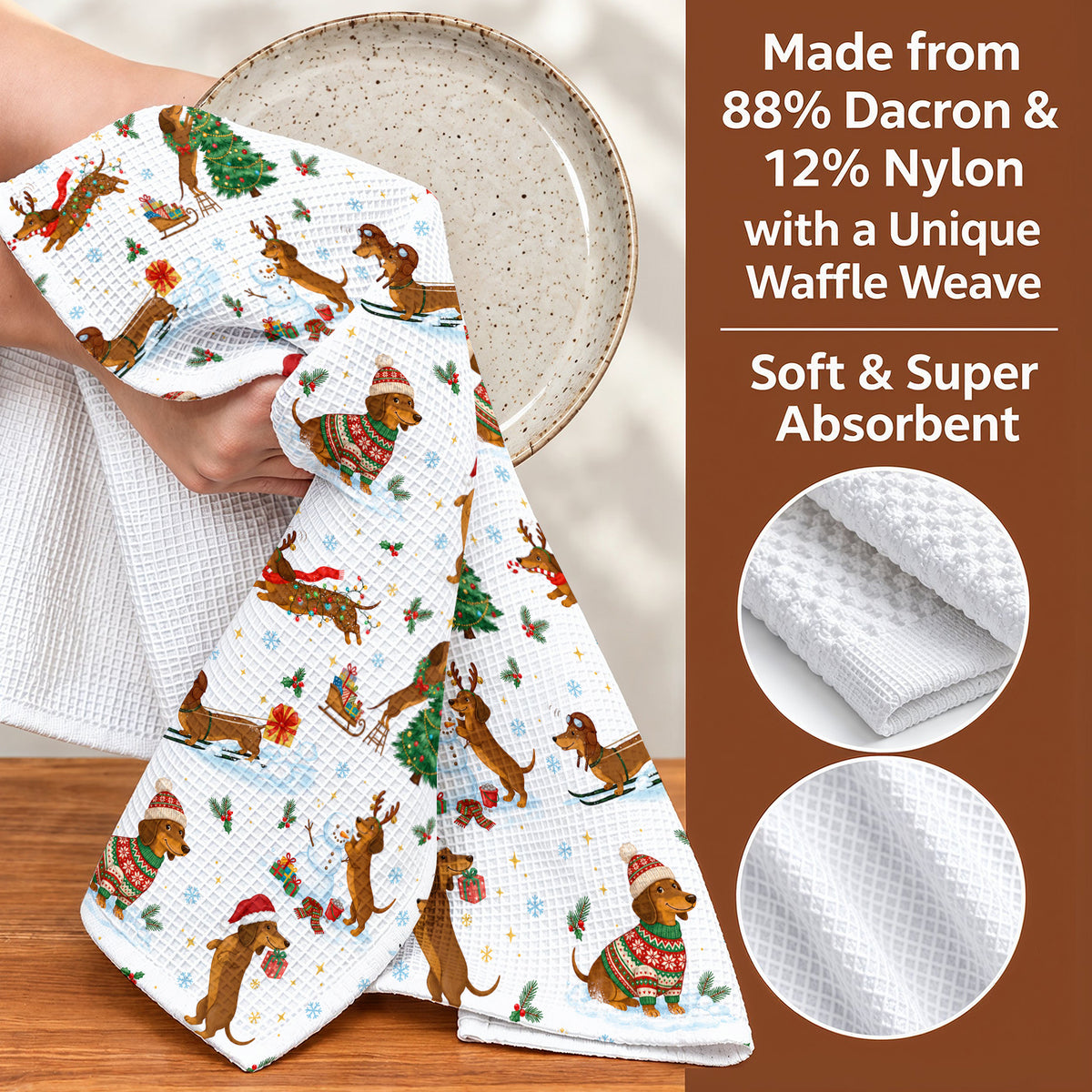 Dachshund Lover Kitchen Towel Merry Little Doxies