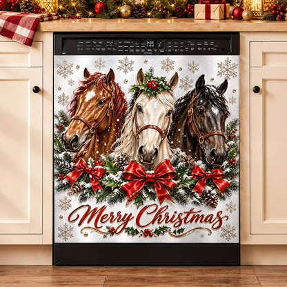 Horse Lover Magnetic Dishwasher Cover Merry Horsemas