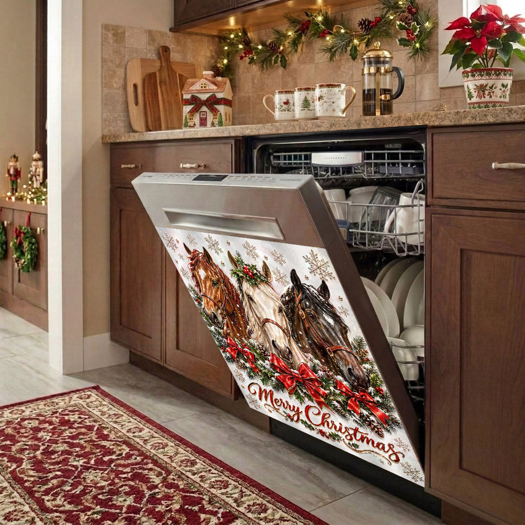 Horse Lover Magnetic Dishwasher Cover Merry Horsemas