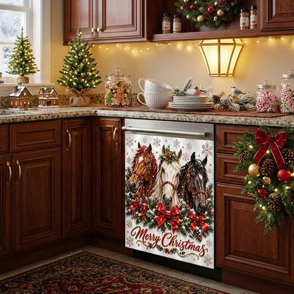 Horse Lover Magnetic Dishwasher Cover Merry Horsemas