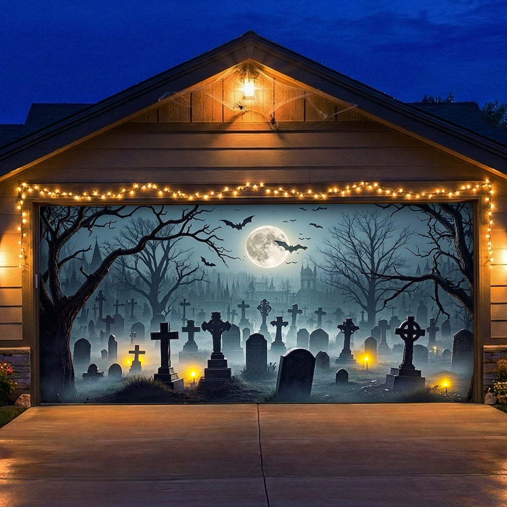 Halloween Garage Door Banner Decoration Midnight In The Hallows