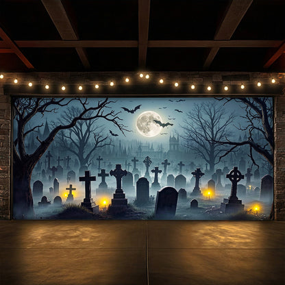 Halloween Garage Door Banner Decoration Midnight In The Hallows