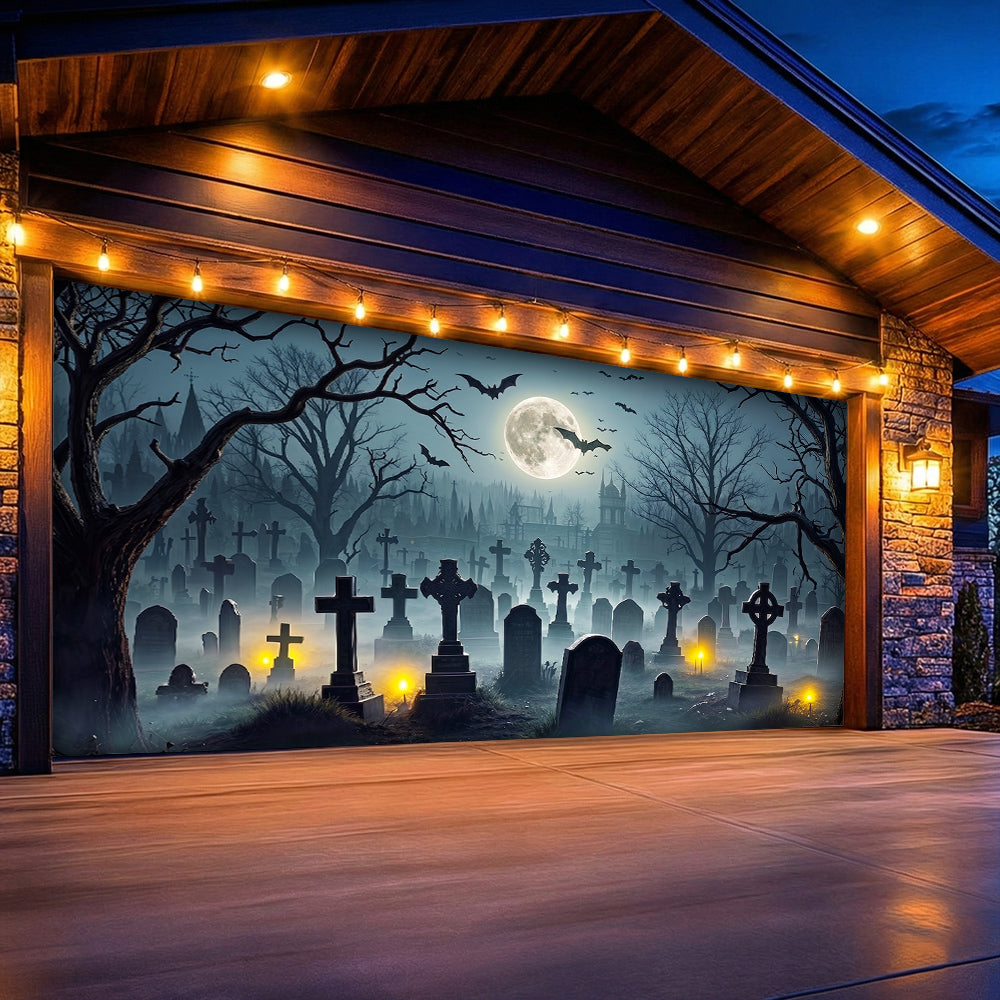 Halloween Garage Door Banner Decoration Midnight In The Hallows