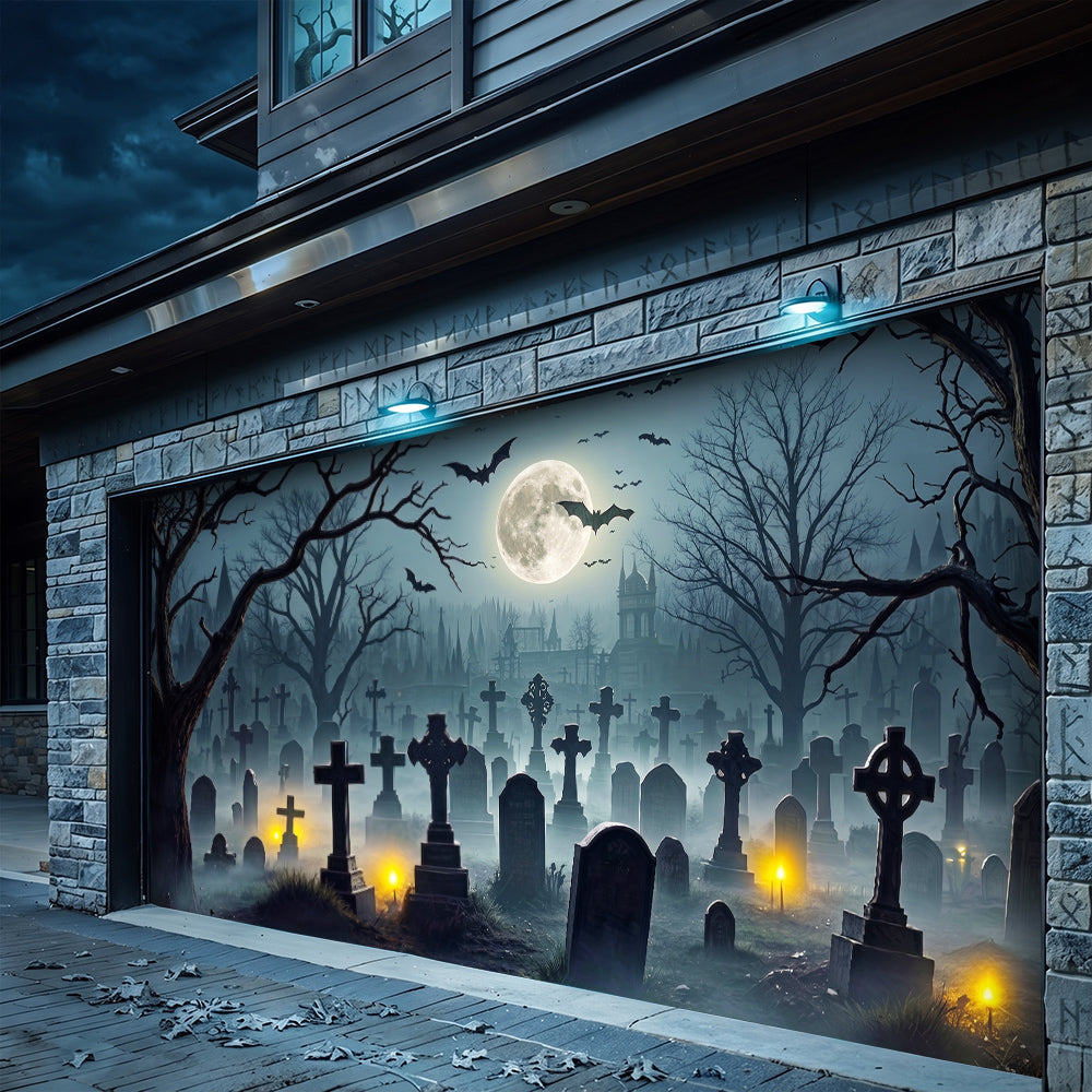 Halloween Garage Door Banner Decoration Midnight In The Hallows