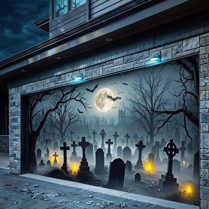 Halloween Garage Door Banner Decoration Midnight In The Hallows