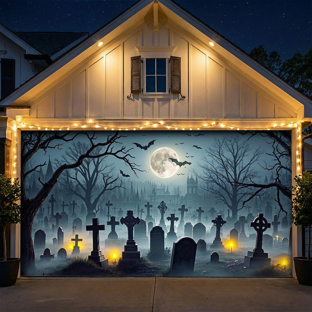 Halloween Garage Door Banner Decoration Midnight In The Hallows