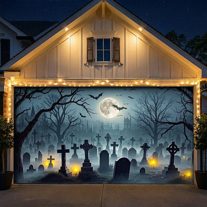 Halloween Garage Door Banner Decoration Midnight In The Hallows