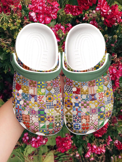 Sewing Lover Graphic Clogs Modern Quilt Blocks