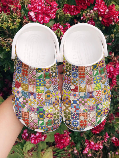 Sewing Lover Graphic Clogs Modern Quilt Blocks