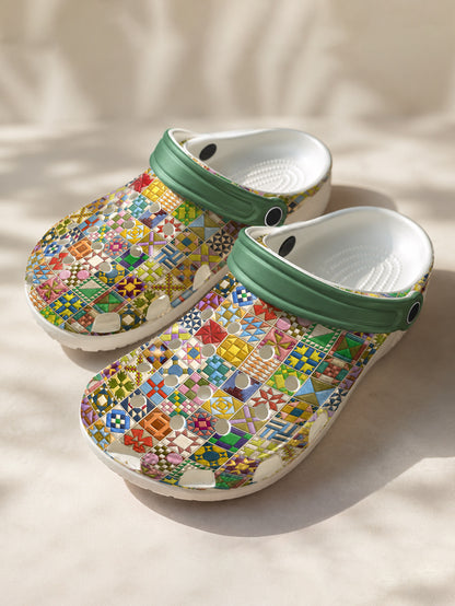 Sewing Lover Graphic Clogs Modern Quilt Blocks
