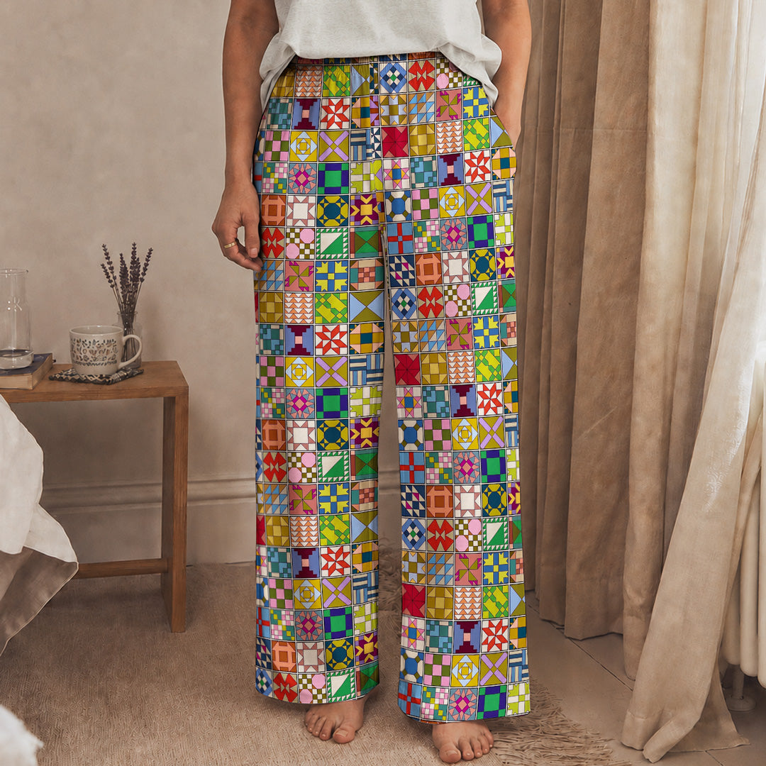 Sewing Lover Lounge Pants Modern Quilt Blocks