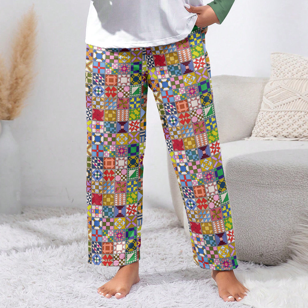 Sewing Lover Lounge Pants Modern Quilt Blocks