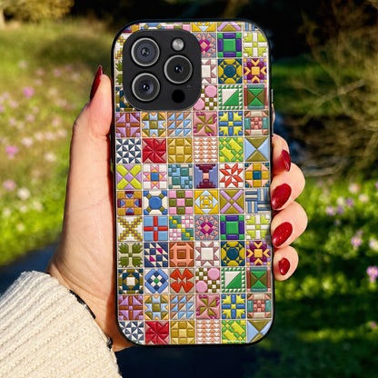 Sewing Lover Phone Case Modern Quilt Blocks