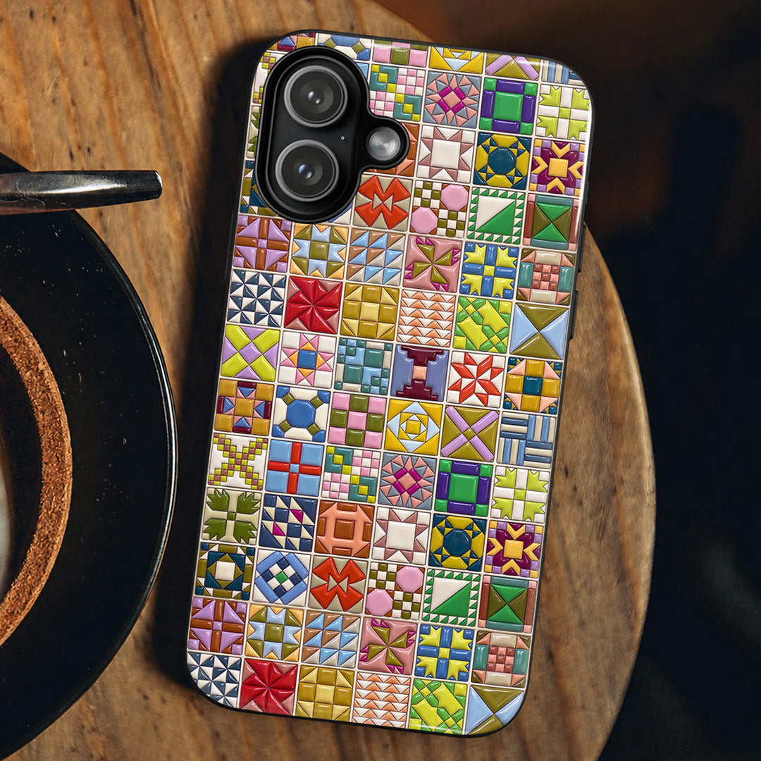 Sewing Lover Phone Case Modern Quilt Blocks