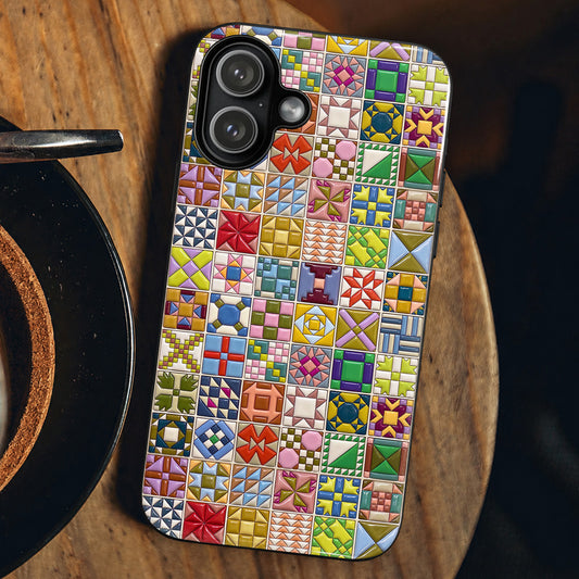 Sewing Lover Phone Case Modern Quilt Blocks