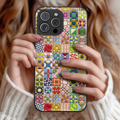 Sewing Lover Phone Case Modern Quilt Blocks