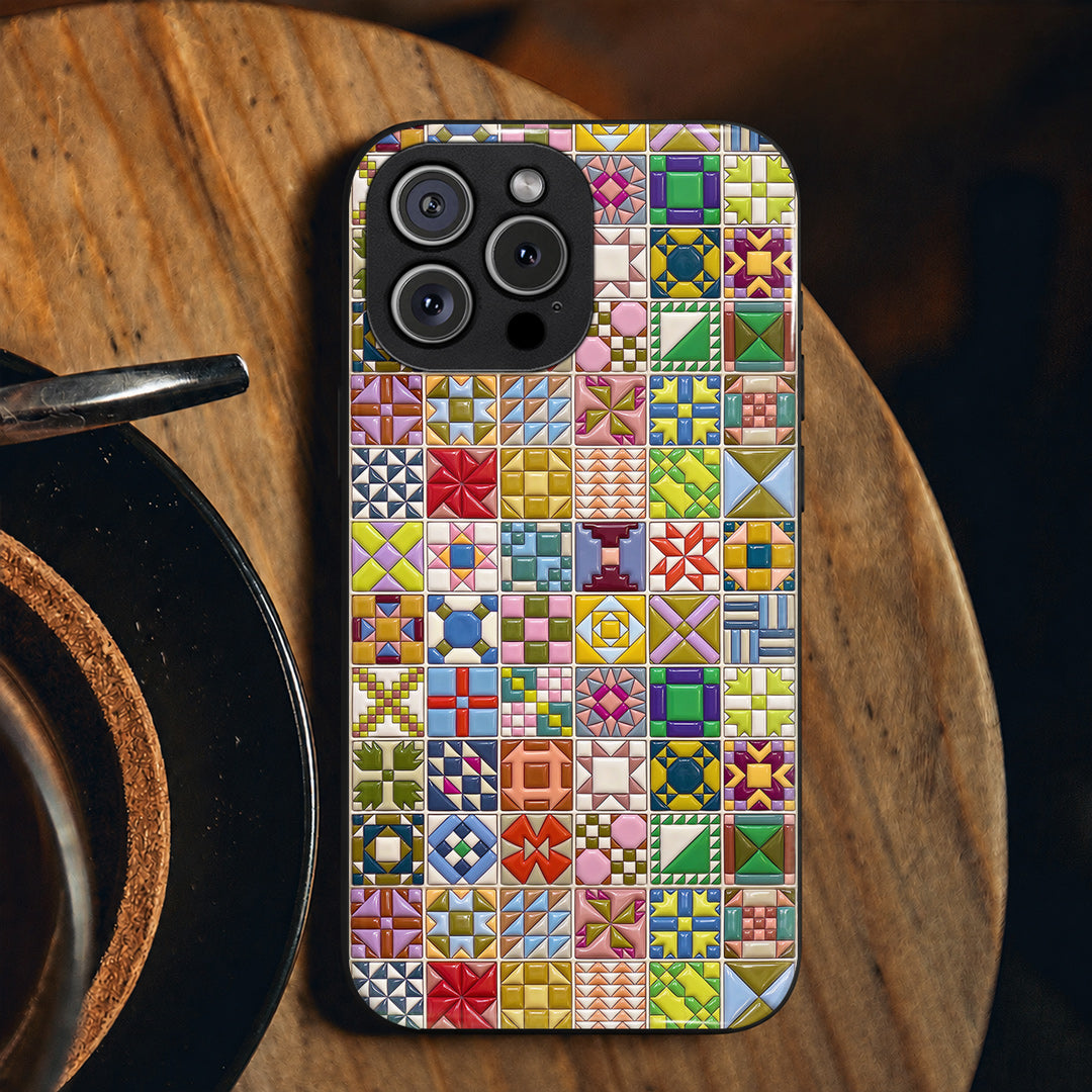 Sewing Lover Phone Case Modern Quilt Blocks