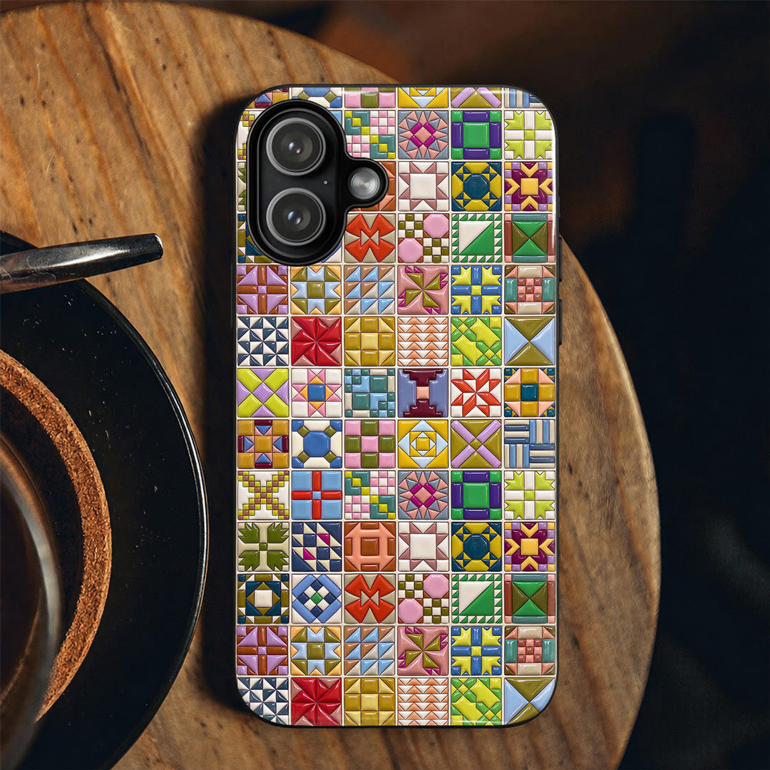 Sewing Lover Phone Case Modern Quilt Blocks