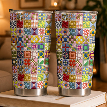 Sewing Lover 20 oz Tumbler Modern Quilt Blocks