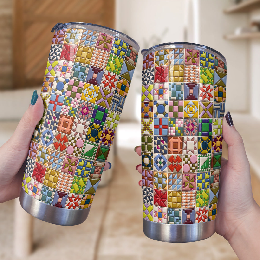 Sewing Lover 20 oz Tumbler Modern Quilt Blocks