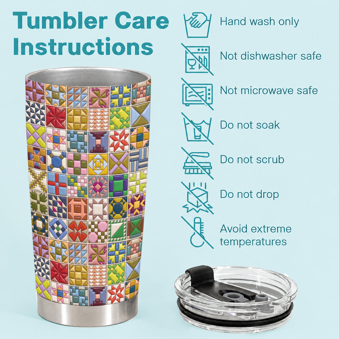 Sewing Lover 20 oz Tumbler Modern Quilt Blocks