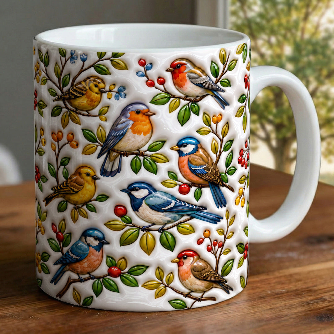 Bird Lovers Ceramic Mug Morning Garden Melody
