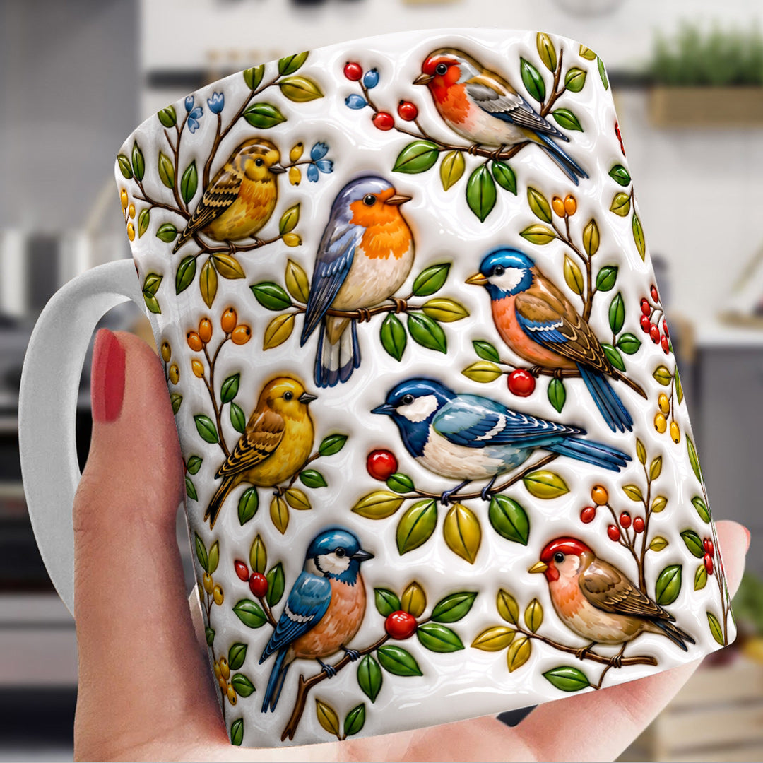 Bird Lovers Ceramic Mug Morning Garden Melody