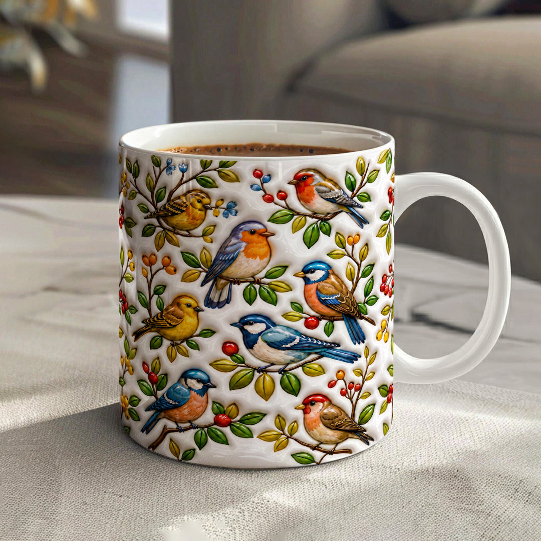 Bird Lovers Ceramic Mug Morning Garden Melody