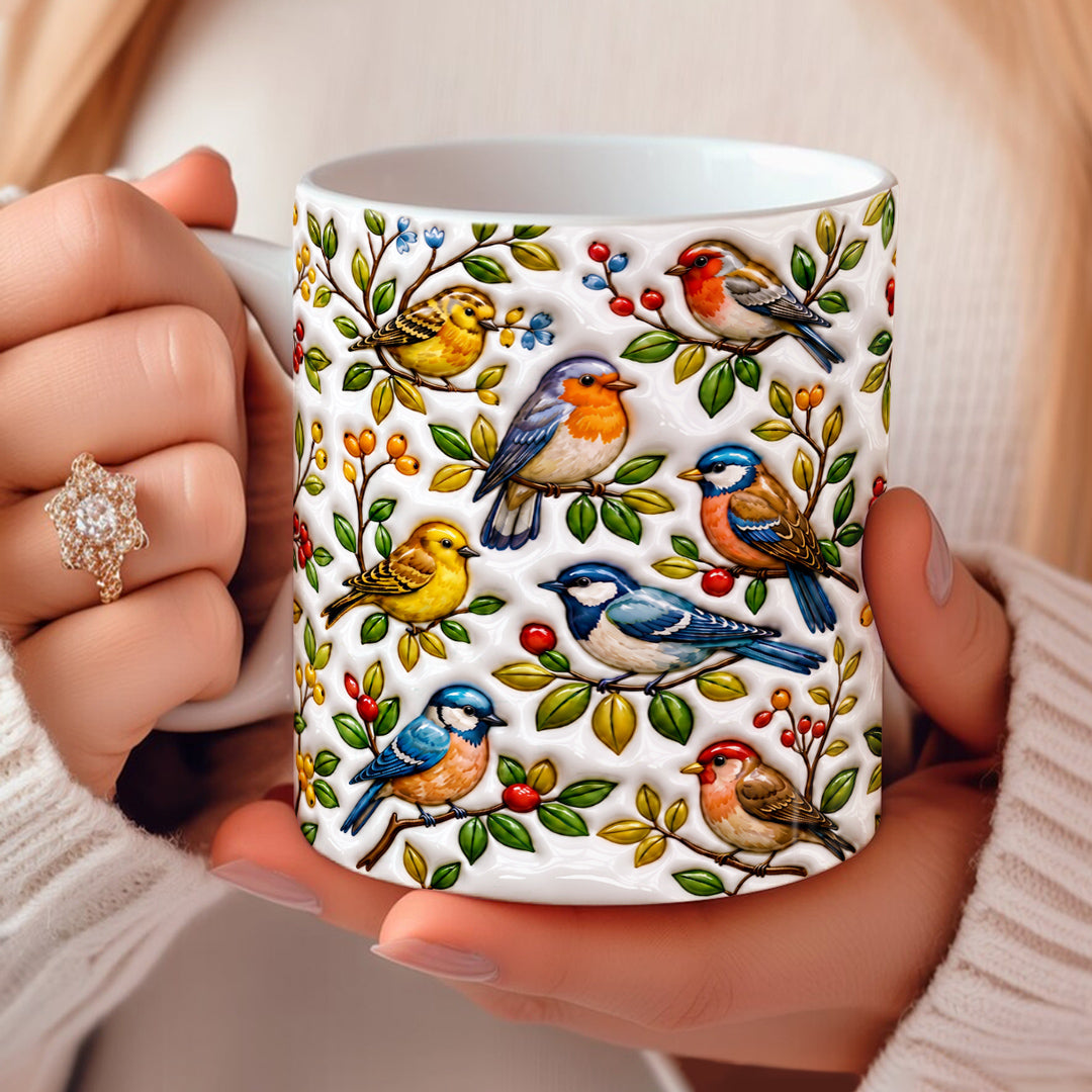 Bird Lovers Ceramic Mug Morning Garden Melody