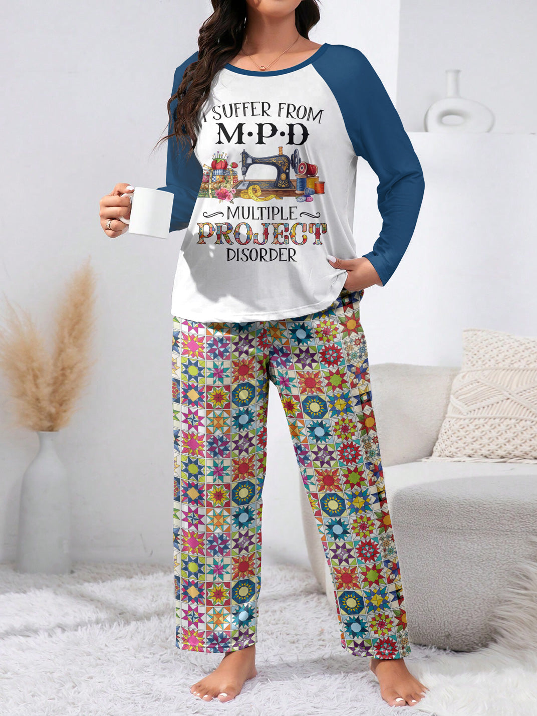 Quilting Lover Raglan Lounge Pajamas Multiple Project Disorder