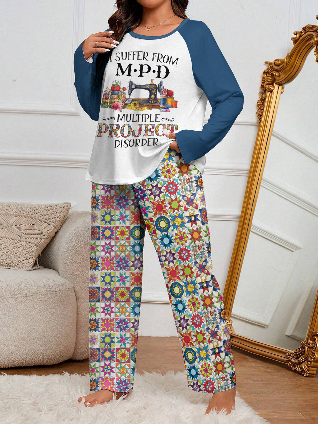 Quilting Lover Raglan Lounge Pajamas Multiple Project Disorder