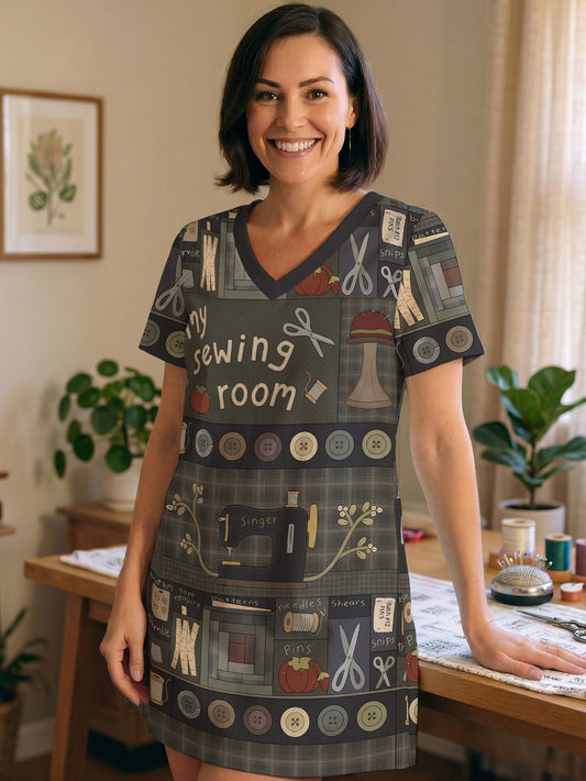 Sewing Lover V-neck Nightshirt My Sewing Room