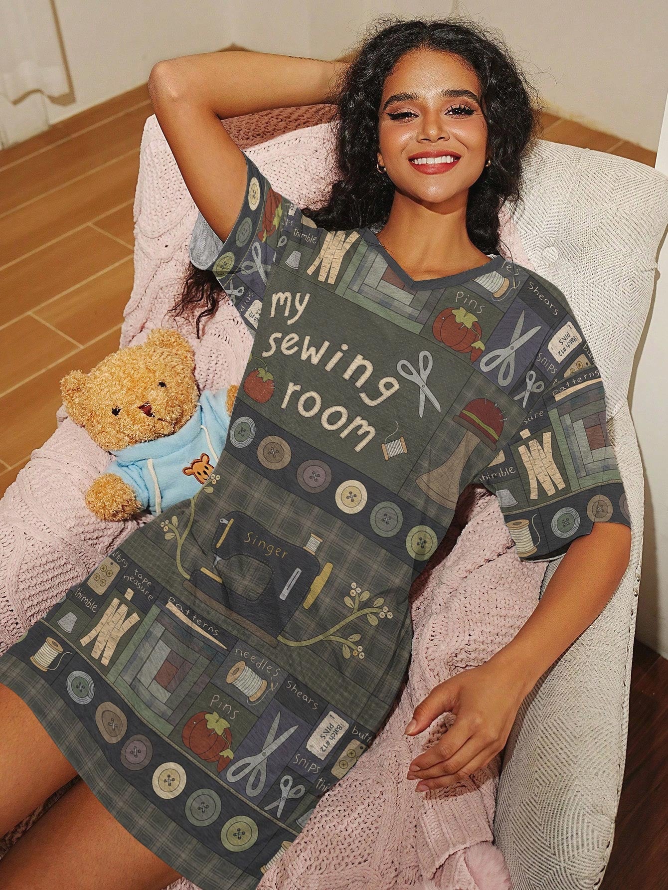 Sewing Lover V-neck Nightshirt My Sewing Room