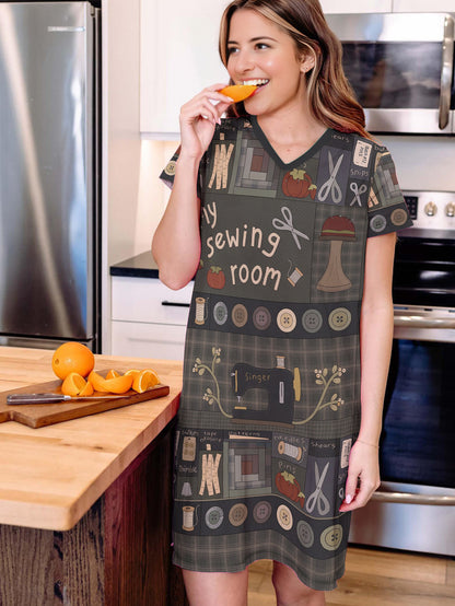 Sewing Lover V-neck Nightshirt My Sewing Room