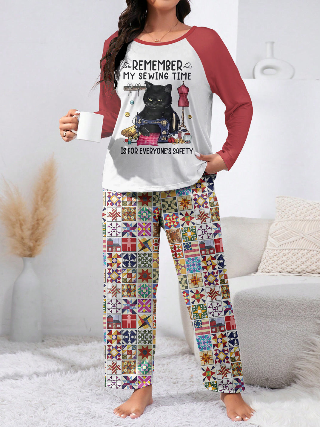 Sewing Lover Raglan Lounge Pajamas My Sewing Time Is For Everyone's Safety