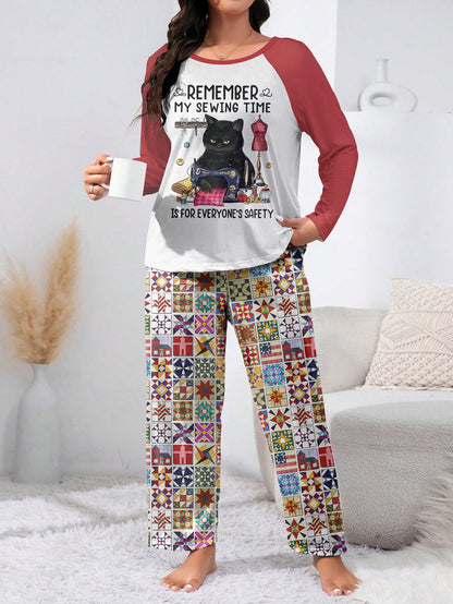 Sewing Lover Raglan Lounge Pajamas My Sewing Time Is For Everyone's Safety