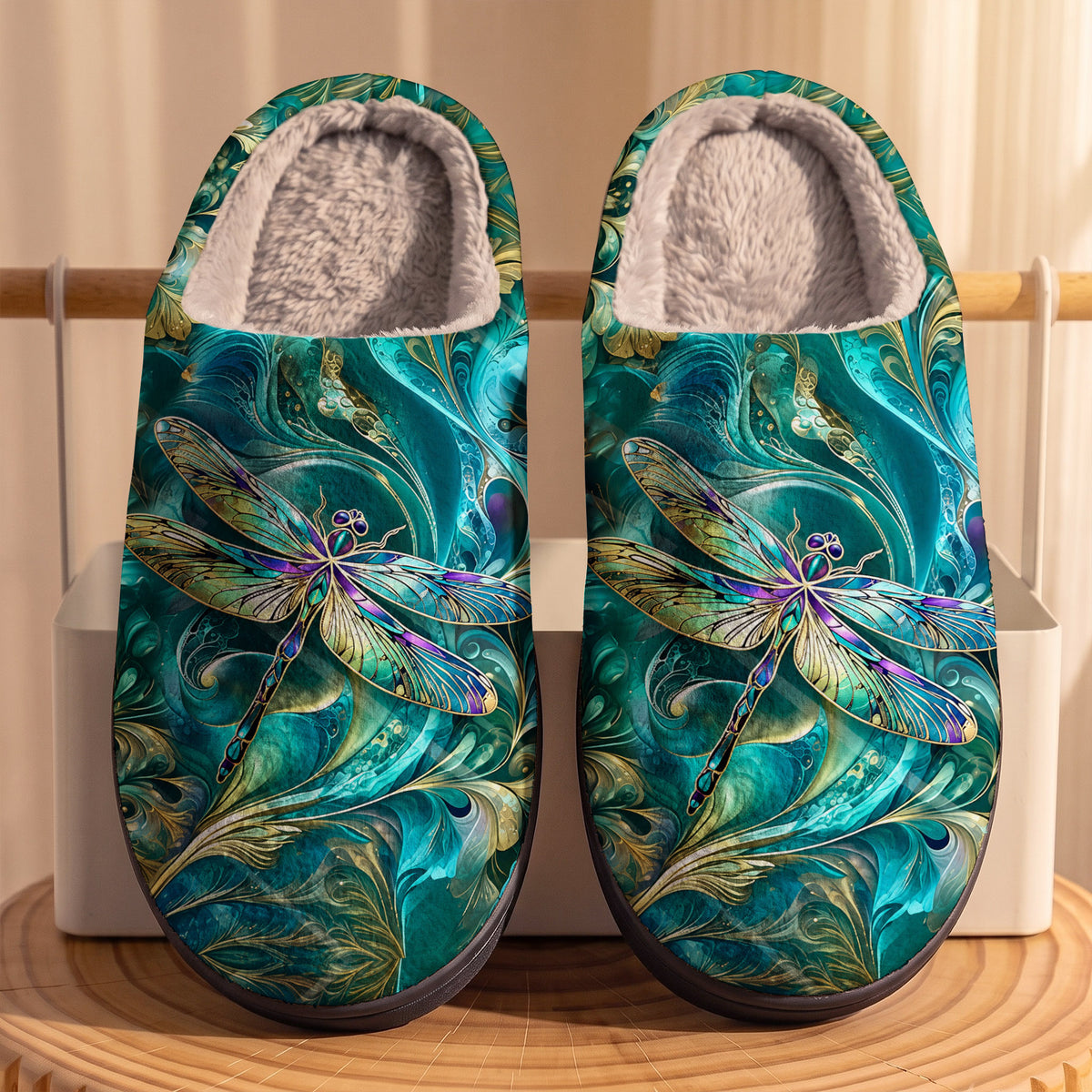 Dragonfly Fleece Lined Slippers Mystic Dragonfly