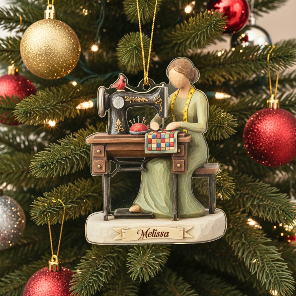 Sewing Lovers 2D Acrylic Ornament Needle & Thread Serenity Personalized