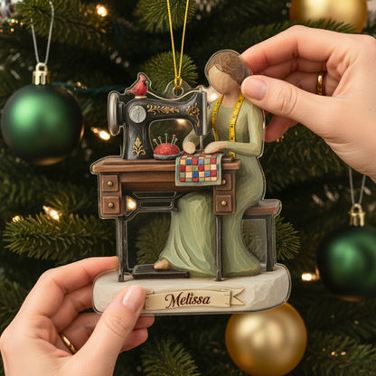 Sewing Lovers 2D Acrylic Ornament Needle & Thread Serenity Personalized